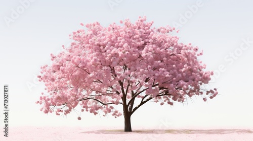 Pink blossoms bloom, painting a serene landscape, generative ai