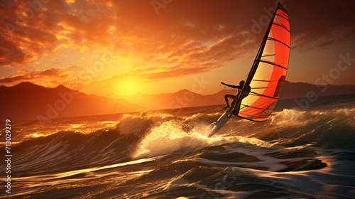 Windsurfer at sunset