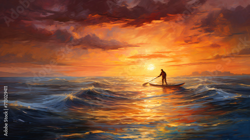 Windsurfer at sunset