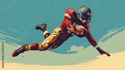 American football player kicking ball on grass.