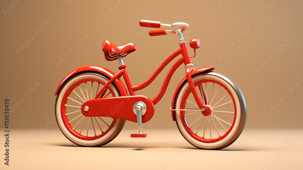 3D cute red Bicycle