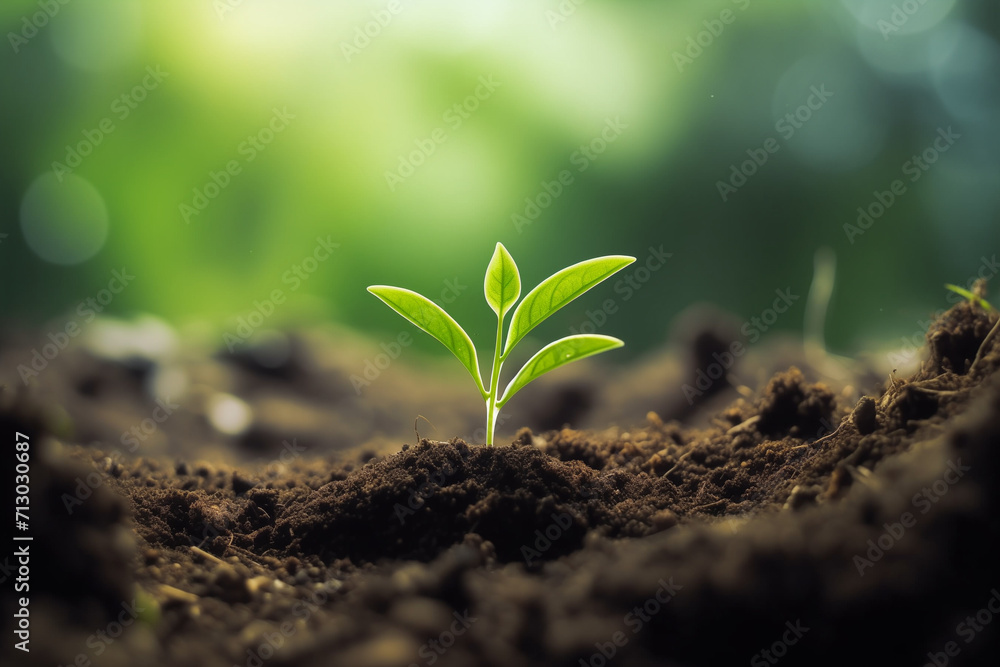 Fototapeta premium A plant sprout growing from the ground