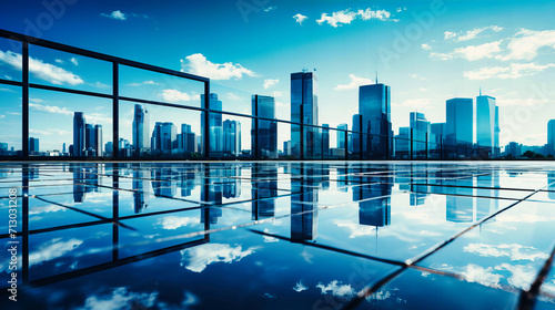Cityscape Reflection in Water  Modern Urban Architecture  and Dusk Atmosphere