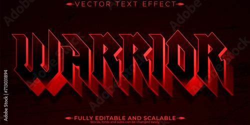 Editable text effect warrior, 3d battle and combat font style