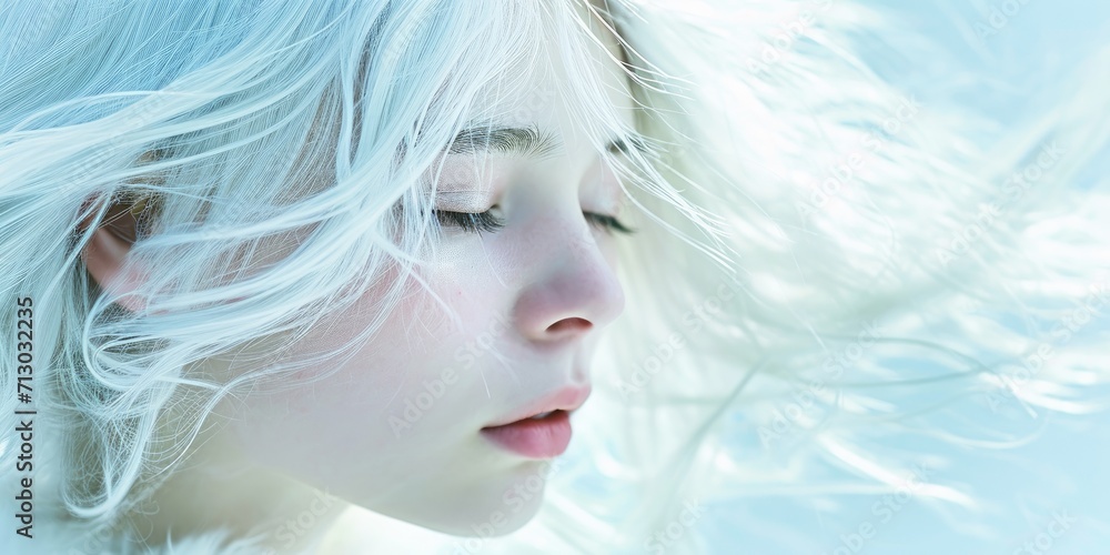 Beautiful young woman with white hair Beautiful young woman with white hair