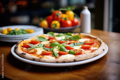 pizza margherita with fresh mozzarella and tomatoes