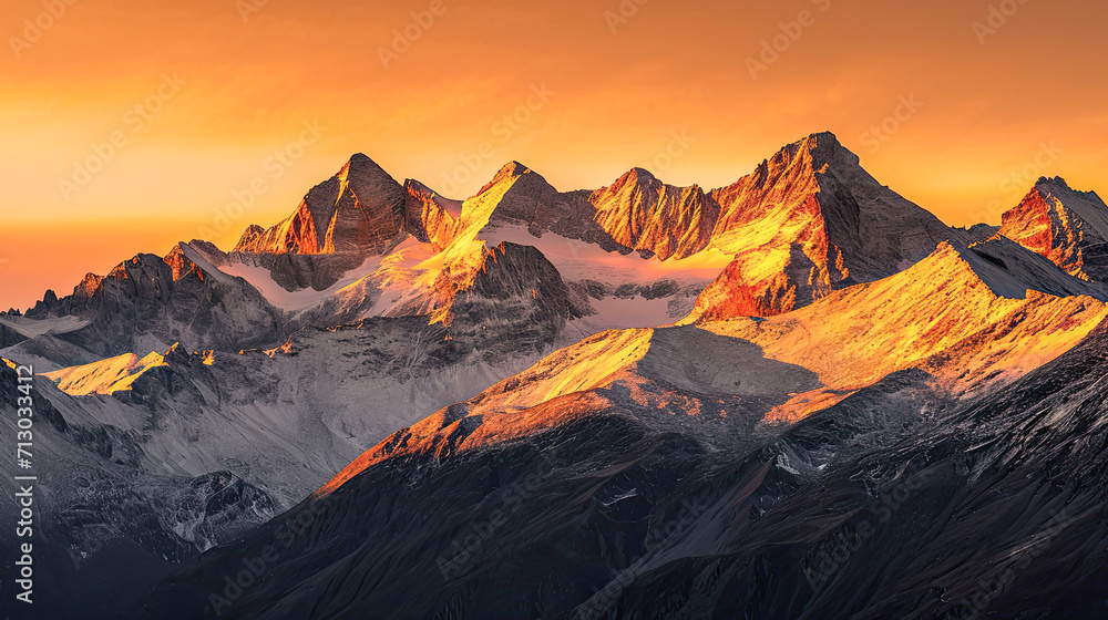 Beautiful landscape in the mountains at sunrise.Generative AI