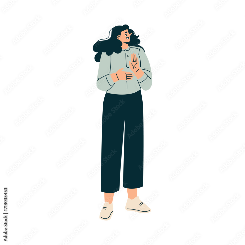 Happy Woman Clapping Hands as Congratulation and Celebration Gesture Vector Illustration Happy Woman Clapping Hands as Congratulation and Celebration Gesture Vector Illustration