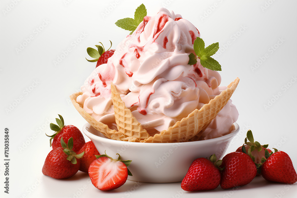 black cherry ice-cream in waffle cup pm on generative AI black cherry ice-cream in waffle cup pm on generative AI