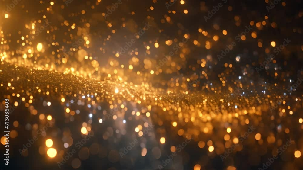 golden particles bokeh abstract background with shining gold Floating ...