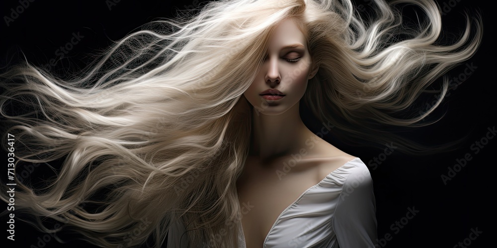 Beautiful blonde with curly hair, natural makeup and red lips. Facial and hair beauty. The picture was taken in the studio Beautiful blonde with curly hair, natural makeup and red lips. Facial and hair beauty. The picture was taken in the studio