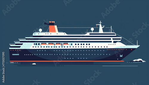 Cruise ship, minimal illustration, isolated © Tina S.