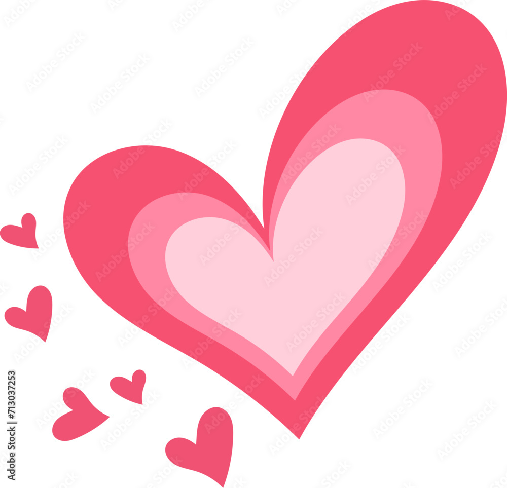 pink hearts doodle love romantic passion icon vector illustration