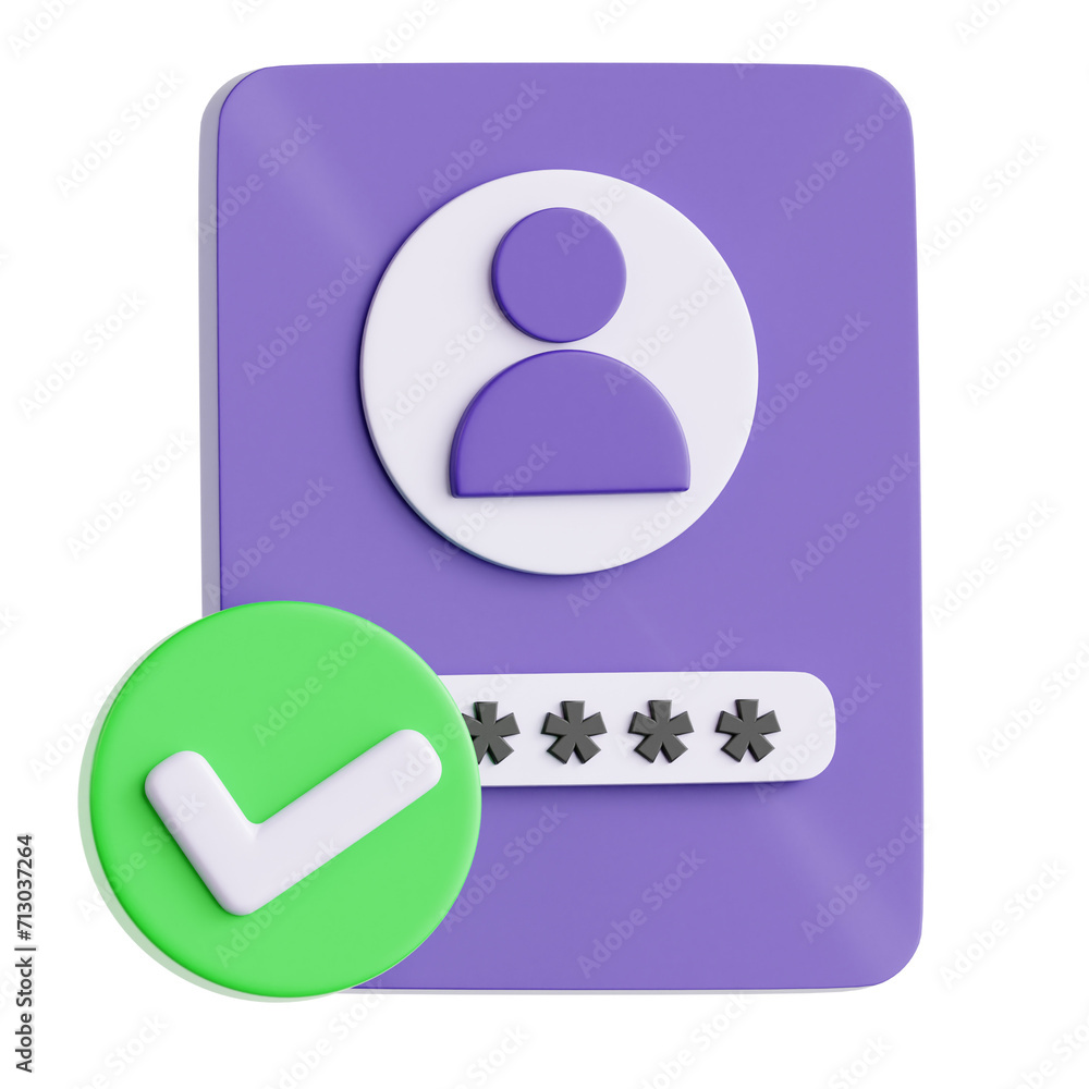 3D Illustration of Verified Account Authentication 3D Illustration of Verified Account Authentication