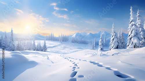 Beautiful panoramic winter landscape with paste