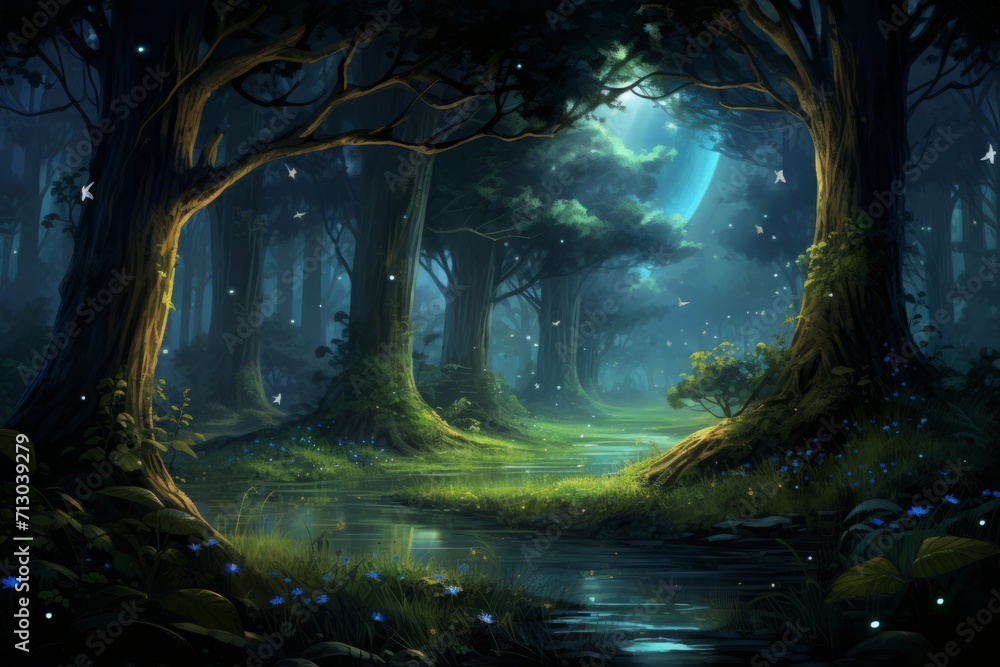 A Serene Forest Landscape With a Babbling Stream