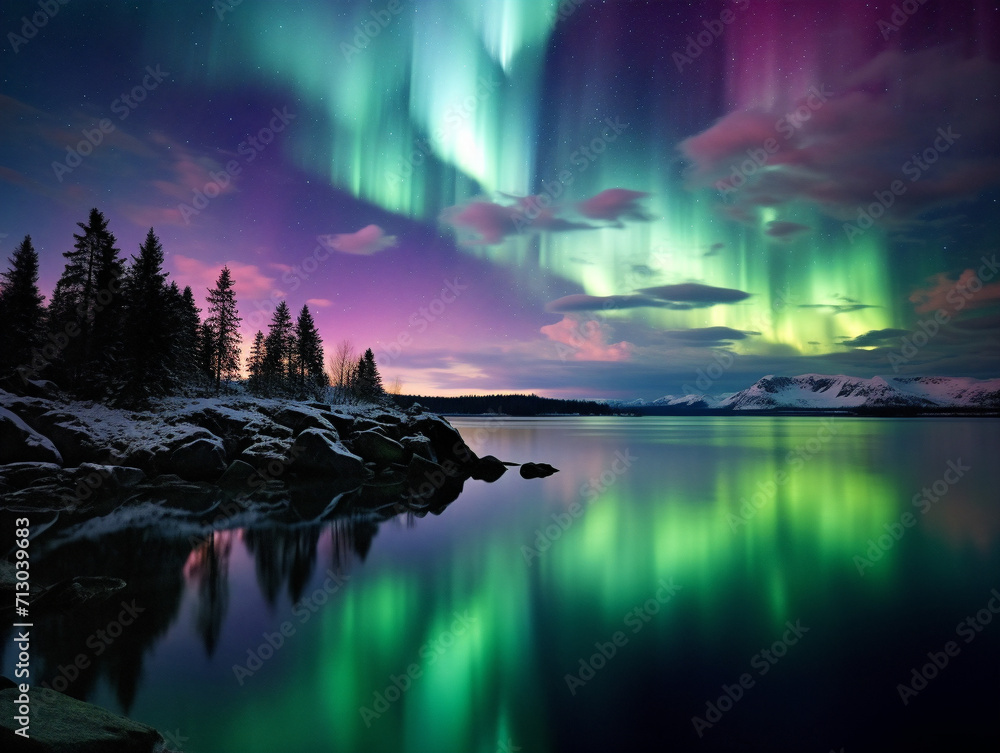 Stunning Northern Lights create a mesmerizing display in the night sky, v 52 style.