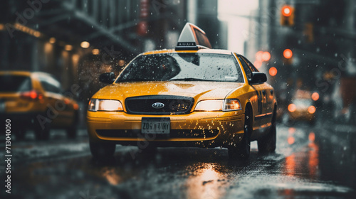 Cityscape Chronicles: Taxis Roaming the Downtown Streets, Generative AI © Adolfo Perez Design
