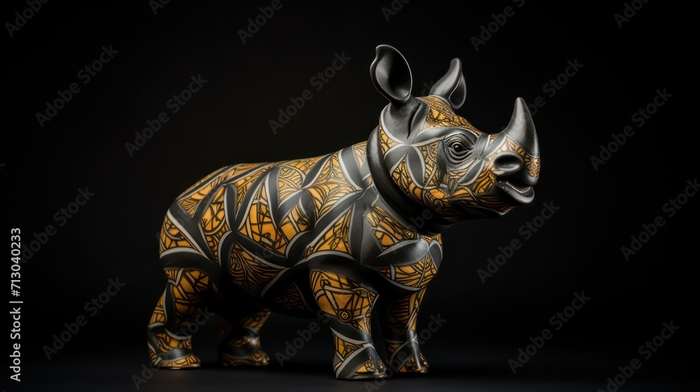 Fototapeta premium black rhinoceros isolated on black background
