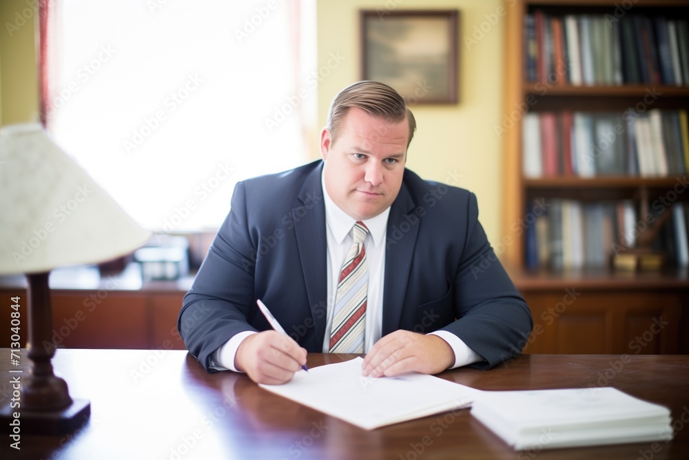 attorney reviewing a legal contract at desk attorney reviewing a legal contract at desk