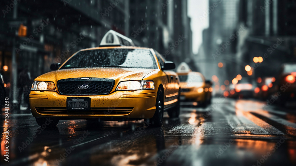 Yellow Cab Ballet: Taxis Weaving Through City Streets, Generative AI