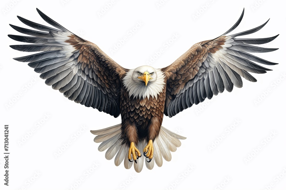 Obraz premium Eagle Soaring Through Air With Wings Spread in Majestic Flight