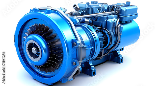 Blue electric engine isolated on white background