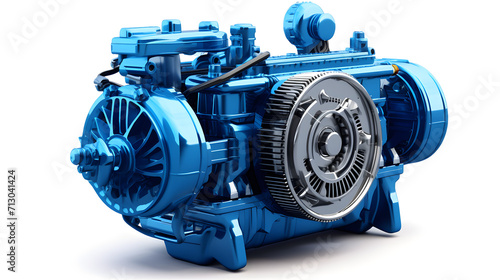 Blue electric engine isolated on white background