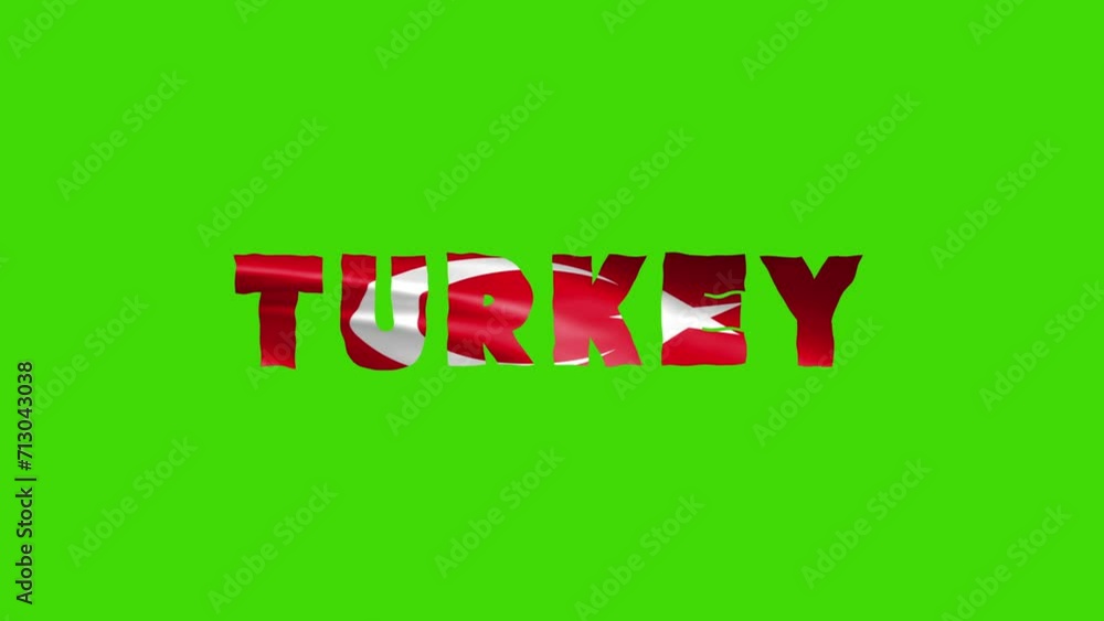 Turkey country wiggle text animation lettering with her waving flag ...
