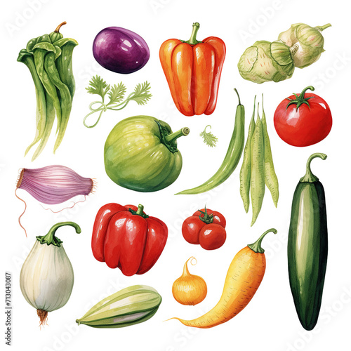 Clipart Bundle Watercolor Vegetable element Object