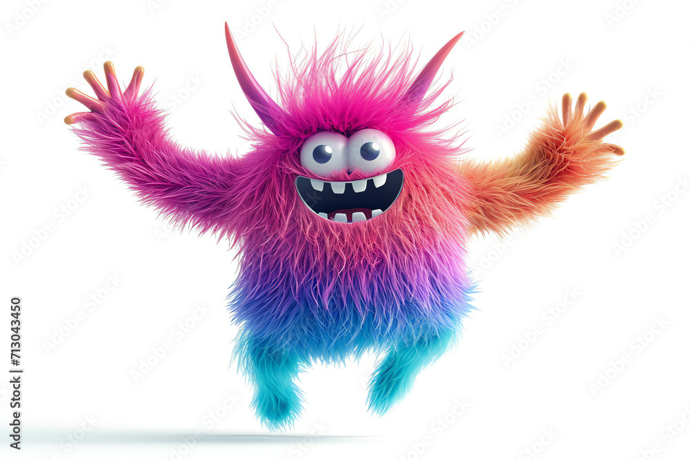 happy smiling cute monter on white background, AI generated happy smiling cute monter on white background, AI generated
