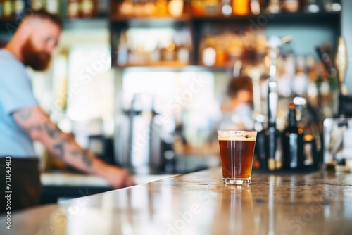 barista serving cold brew coffee at bar counter