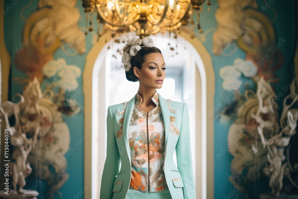 high-fashion shoot with a model in elaborate wardrobe and makeup high-fashion shoot with a model in elaborate wardrobe and makeup