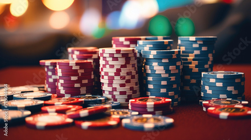 Casino Whispers: Poker Chips in Ethereal Blurred Hues, generative ai