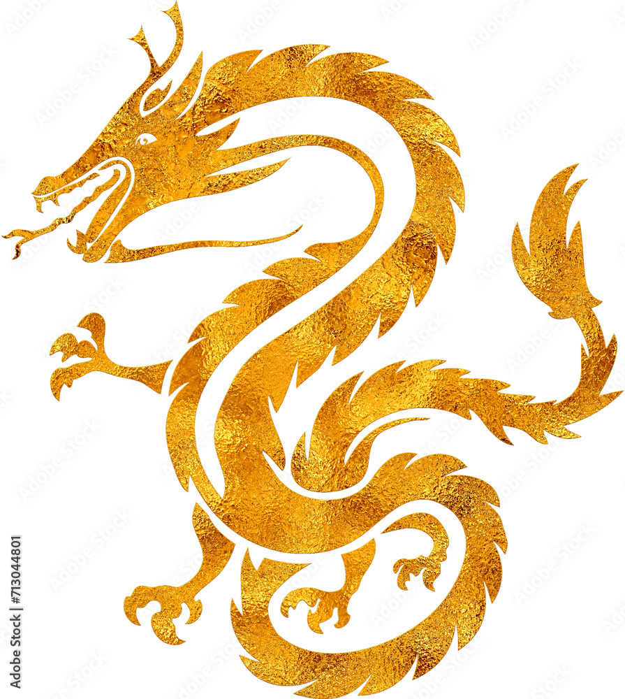Fototapeta premium Majestic Gold Dragon - Digital Painting | Mythical Elegance.