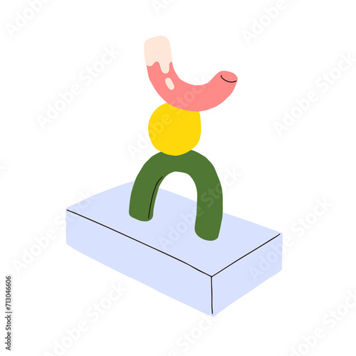Modern art and design, contemporary sculpture. Abstract shapes arrangement on...