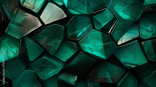 Close-up of green crystal background. 3d rendering, 3d illustration. photo