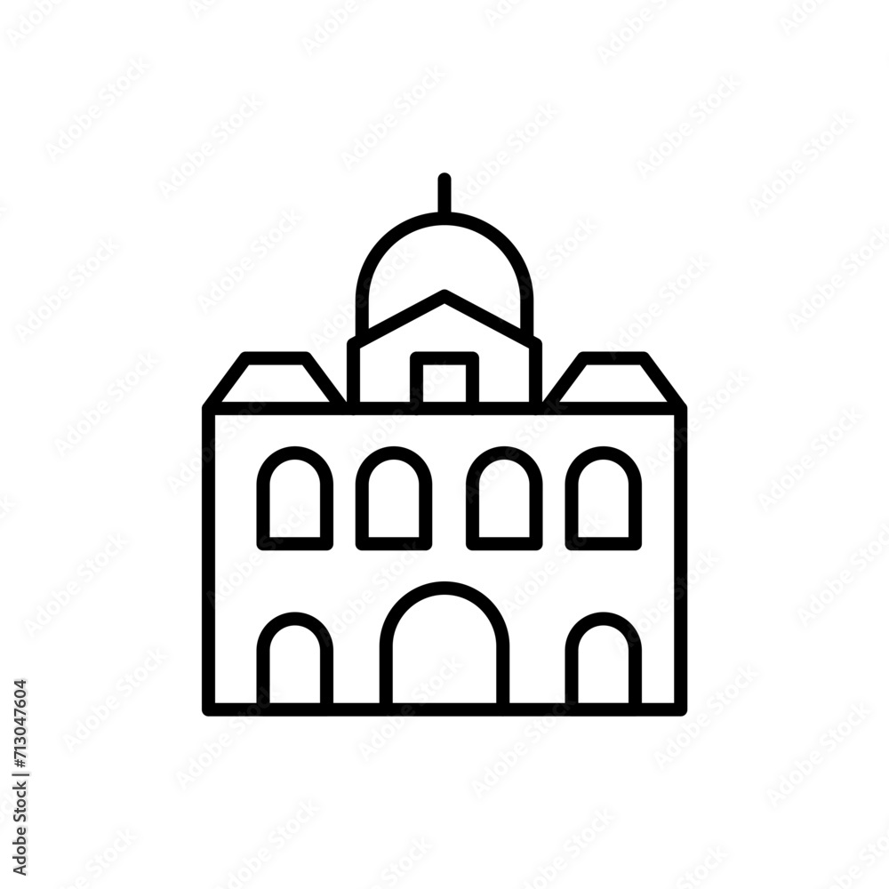 Paris building outline icons, minimalist vector illustration ,simple transparent graphic element .Isolated on white background