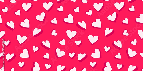 Colorful red pattern with cute hearts. Vector heart intertwined in a seamless pattern. Collage contemporary print. Fashionable template for design, for flannel shirt, trousers, blanket, carpet, fabric