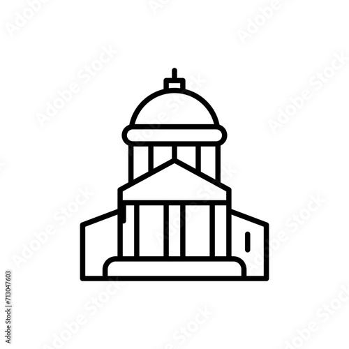 Louvre museum outline icons, minimalist vector illustration ,simple transparent graphic element .Isolated on white background