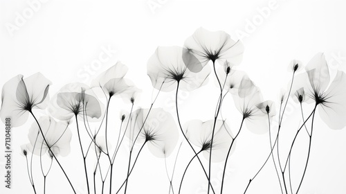small minimalist ethereal dark botany x-ray photo, white background, windows wallpaper, Generative AI