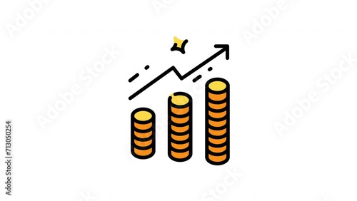 Animated financial growth chart with rising arrow and coins suitable for business presentations, financial reports, investment websites, and educational videos. (ID: 713050254)