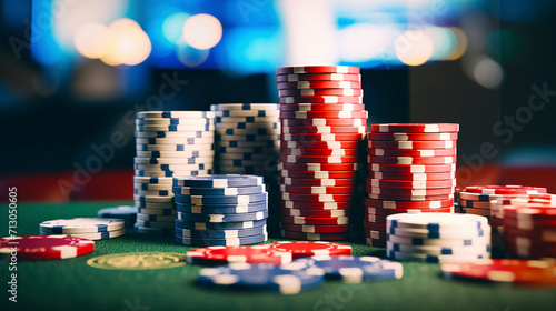 High Rollers' Retreat: Poker Chips in Casino Elegance, Generative AI