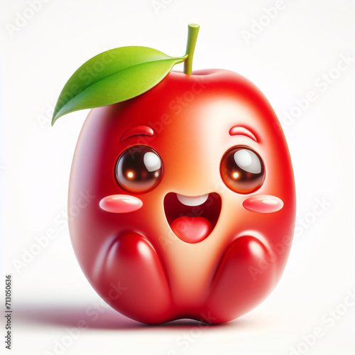 Happy cartoon jujube with cute expression on clean background photo