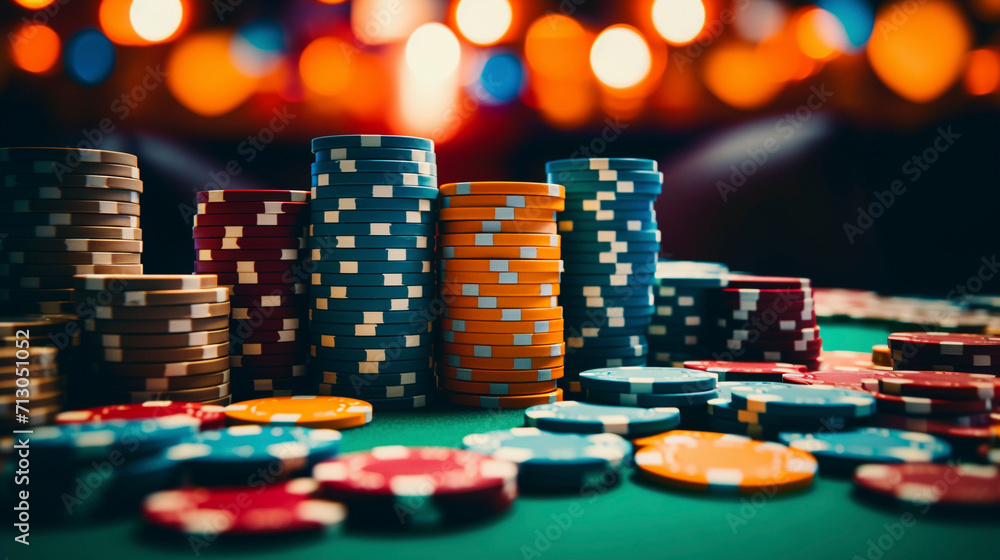 Casino Whispers: Poker Chips in Enigmatic Blurred Hues, Generative AI Casino Whispers: Poker Chips in Enigmatic Blurred Hues, Generative AI