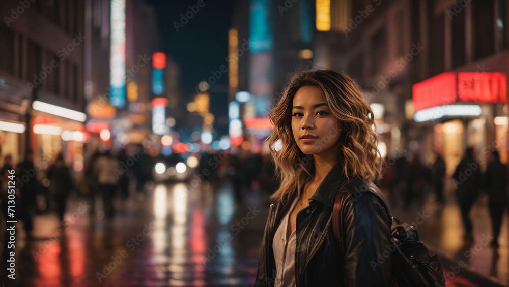 woman walking in the city steadicam shot