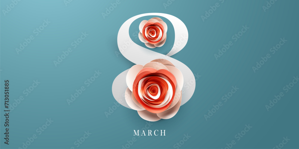 Women's Day poster or banner 8 March. Promotional and shopping template design for love and women's day concept.