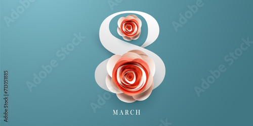 Women's Day poster or banner 8 March. Promotional and shopping template design for love and women's day concept.
