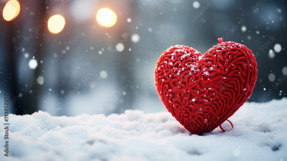 Heart-shaped decoration for the new year, the concept of winter holiday Heart-shaped decoration for the new year, the concept of winter holiday