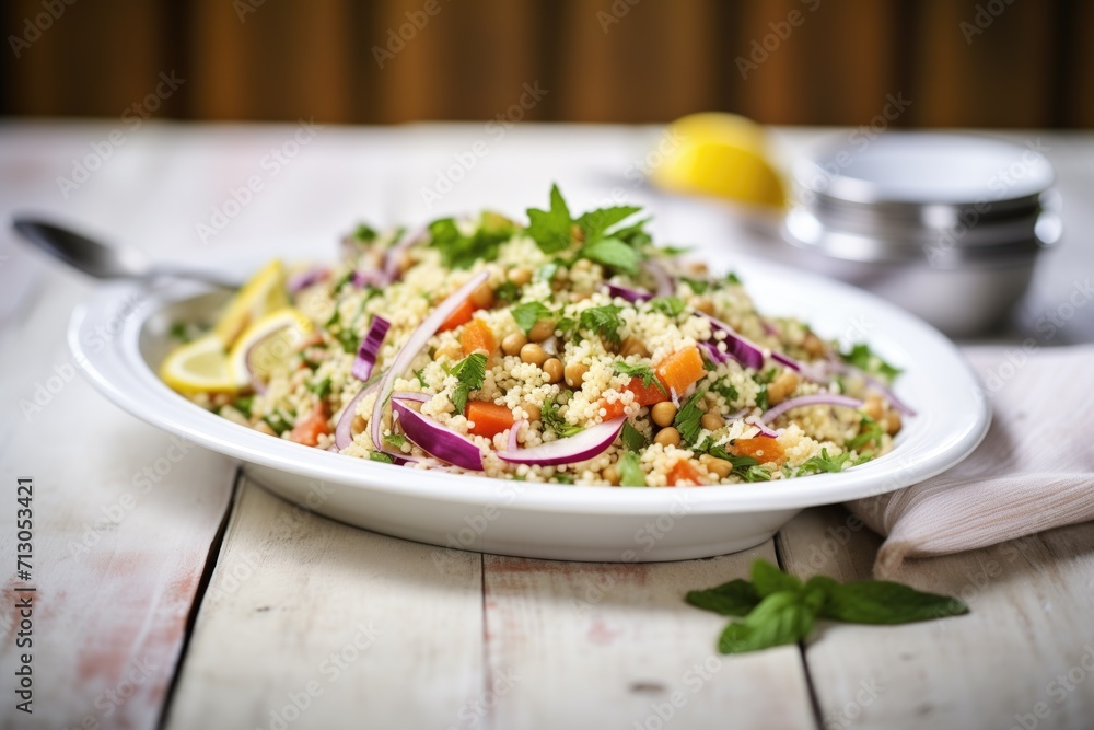 fresh couscous salad with chickpeas and red onions fresh couscous salad with chickpeas and red onions